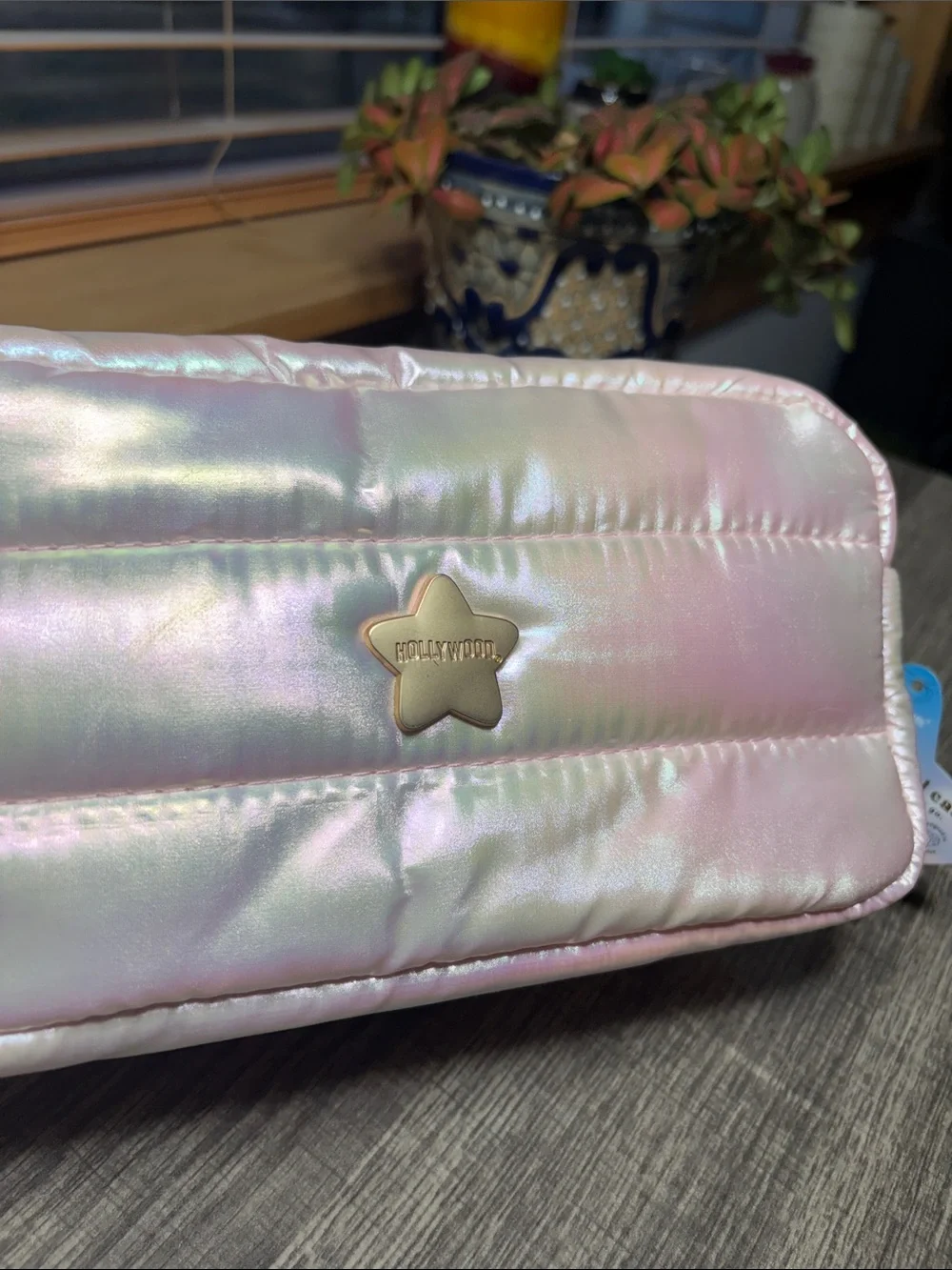 🍒5 for $40🍒The Creme Shop Hollywood Pink Iridescent Quilted Cosmetic Pouch